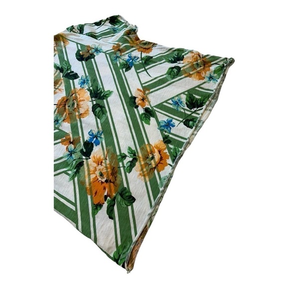 Anthropologie | Maeve Cropped Floral Striped Print Short Sleeve Tee - Size L - Picture 3 of 7